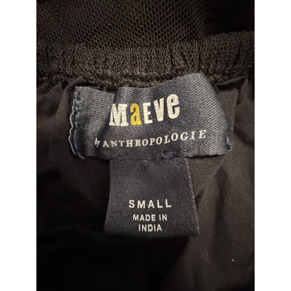 Maeve Anthropologie Black Tiered Mesh Slip Dress Whimsigoth Dark Romantic S - Picture 6 of 9